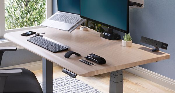 close up view of a electric standing desk